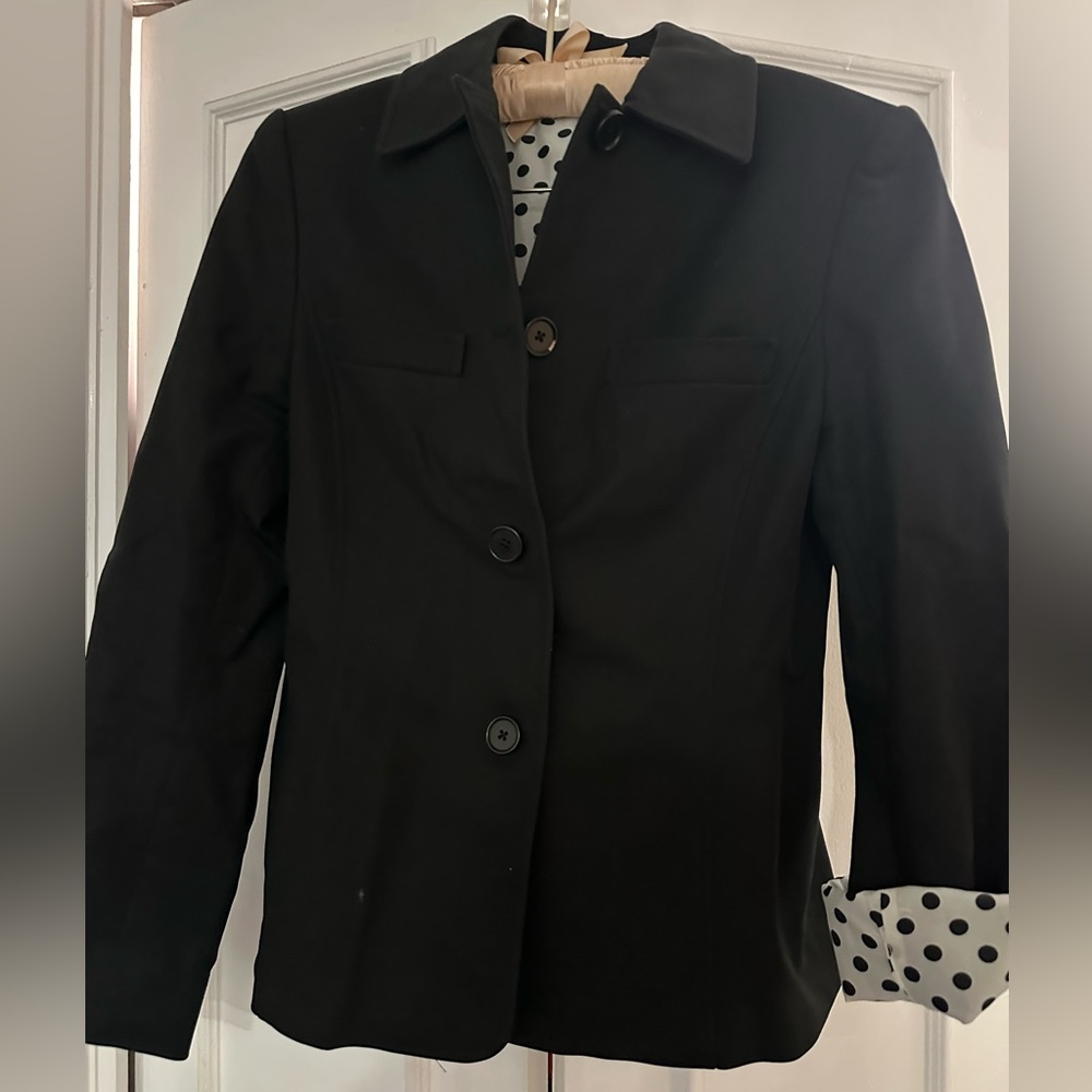 Ellen Tracy Black Blazer with Polka Dot Lining